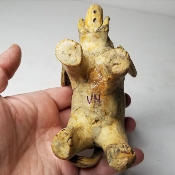 VTG Crushed oyster  Handmade Elephant Figurine Statue Marbleized trunk raised - Picture 9 of 13